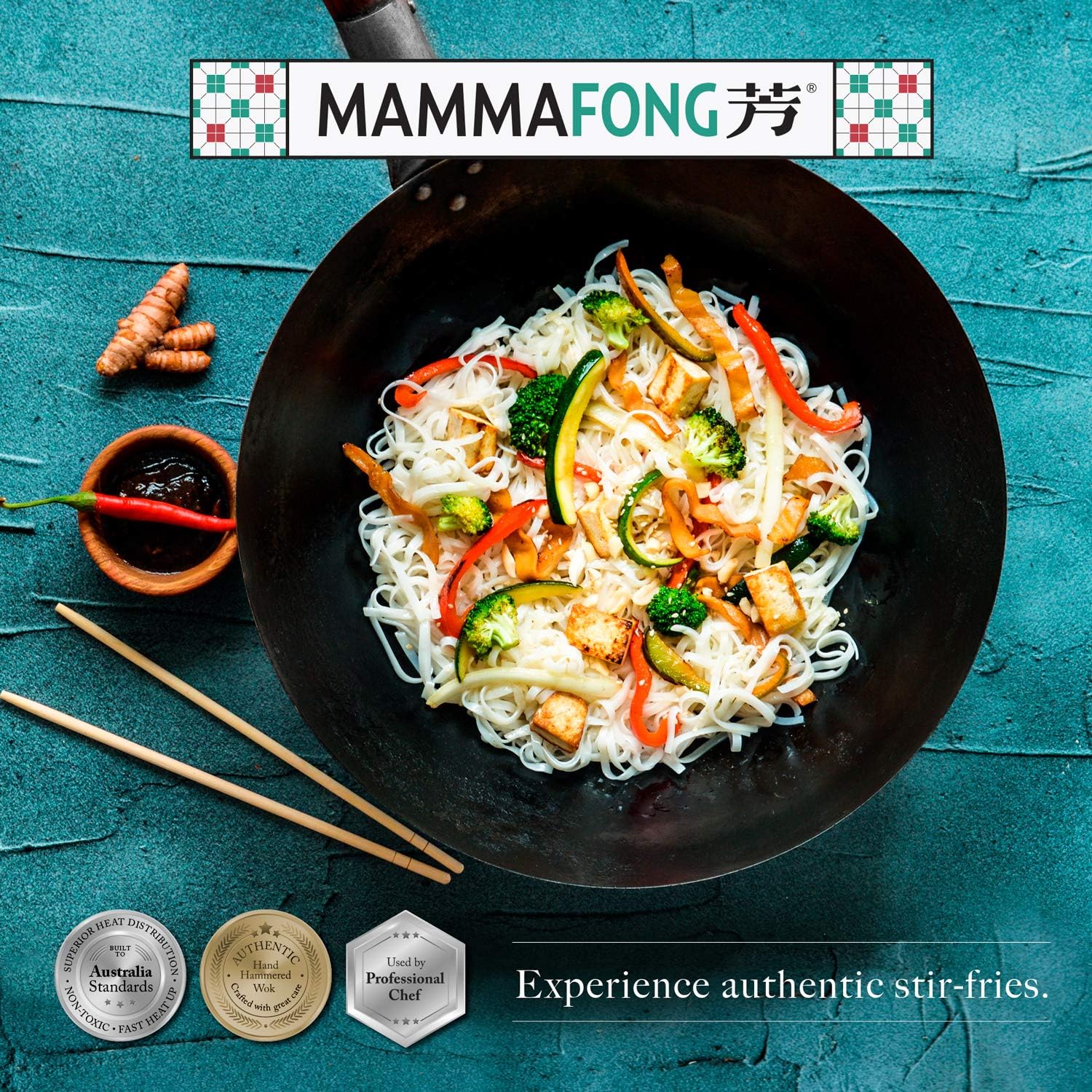 Round Bottom Carbon Steel Wok Pan - Authentic Hand Hammered Woks and Stir Fry Pans - 12-inch Pow Wok for gas stoves by Mammafong…