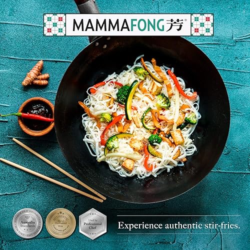 Mammafong Round Bottom 14-inch Traditional Carbon Steel Wok Pan - Thumbnail 2