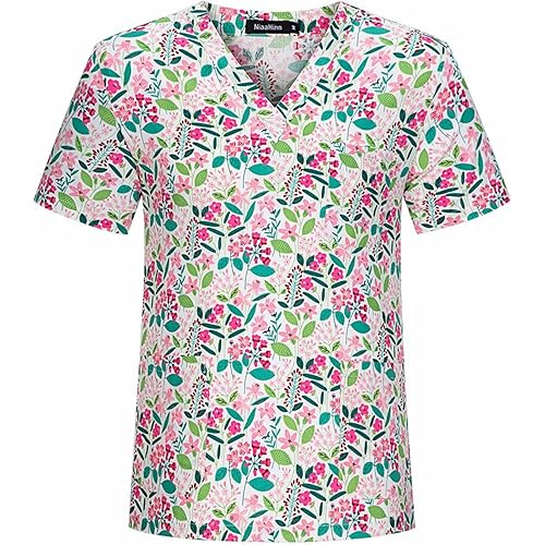 Scrub Tops Women Plus Size V-Neck Fun T Shirts Health Care Center Holiday Working Uniforms