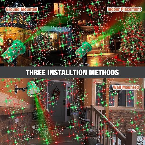 Miniatura 5 de Proyector de luces de Navidad para exteriores, luz de proyección estrellada roja y verde con control remoto, proyector de luz LED para exteriores,