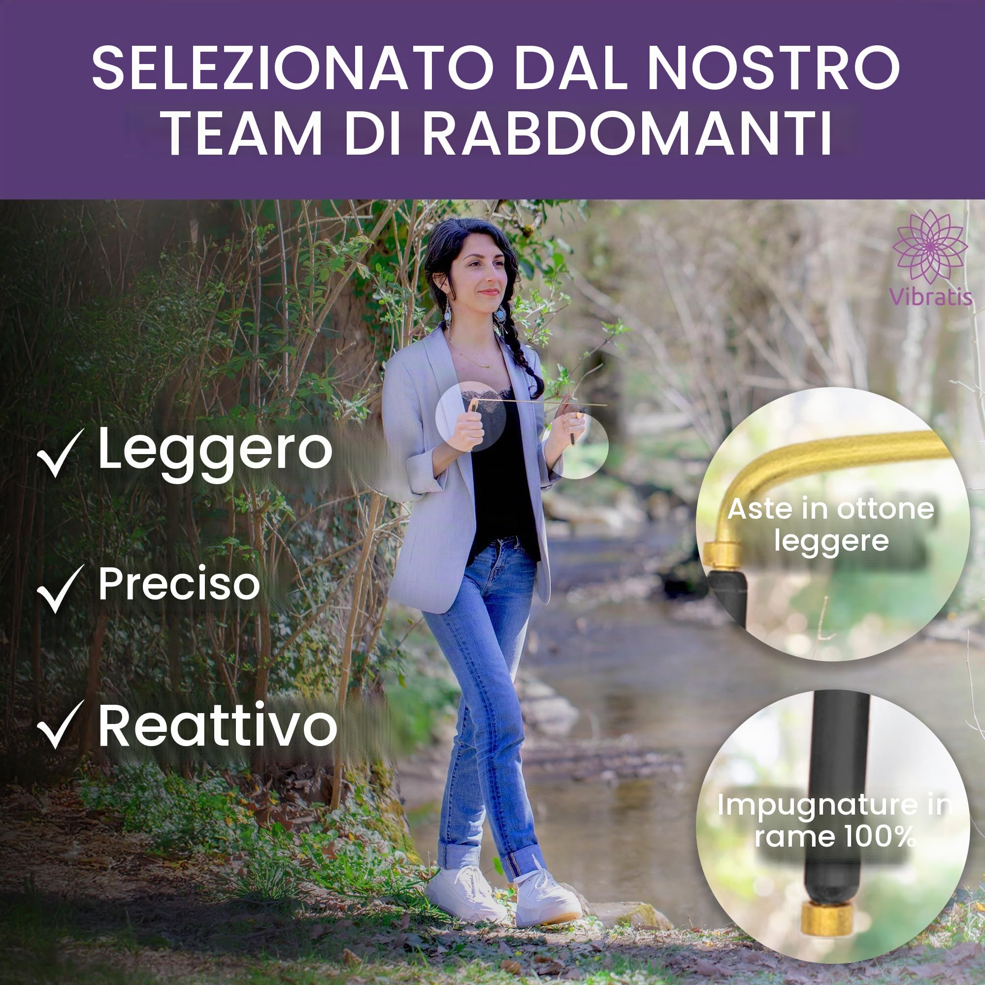 Vibratis Bacchette Professionali per cercatore e Pendolo divinatorio, Confezione Ideale per Iniziare la radiestesia [◕