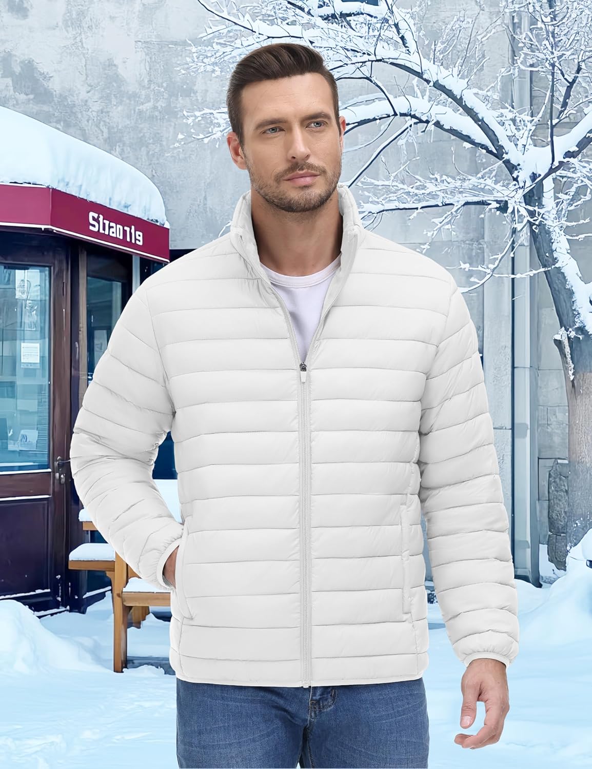 MAGNIVIT Men's Puffer Jackets Lightweight Warm Winter Coat Water-Repellent Windbreaker Insulated Quilted Packable Jacket - Image 3