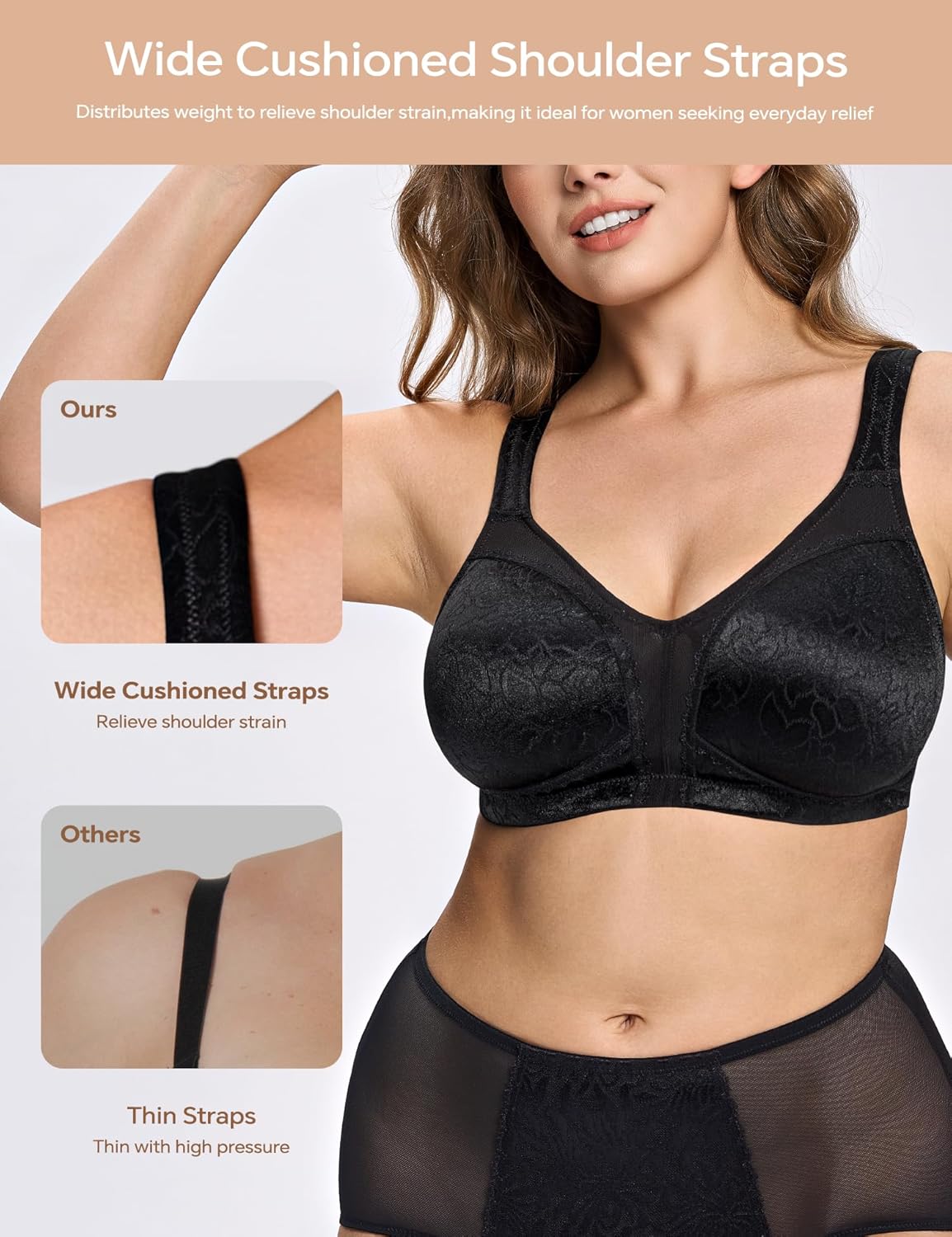 Wingslove Women’s Minimizer Bra Wireless Full Coverage Non-Padded Plus Size No Underwire Everyday Comfort - Image 4