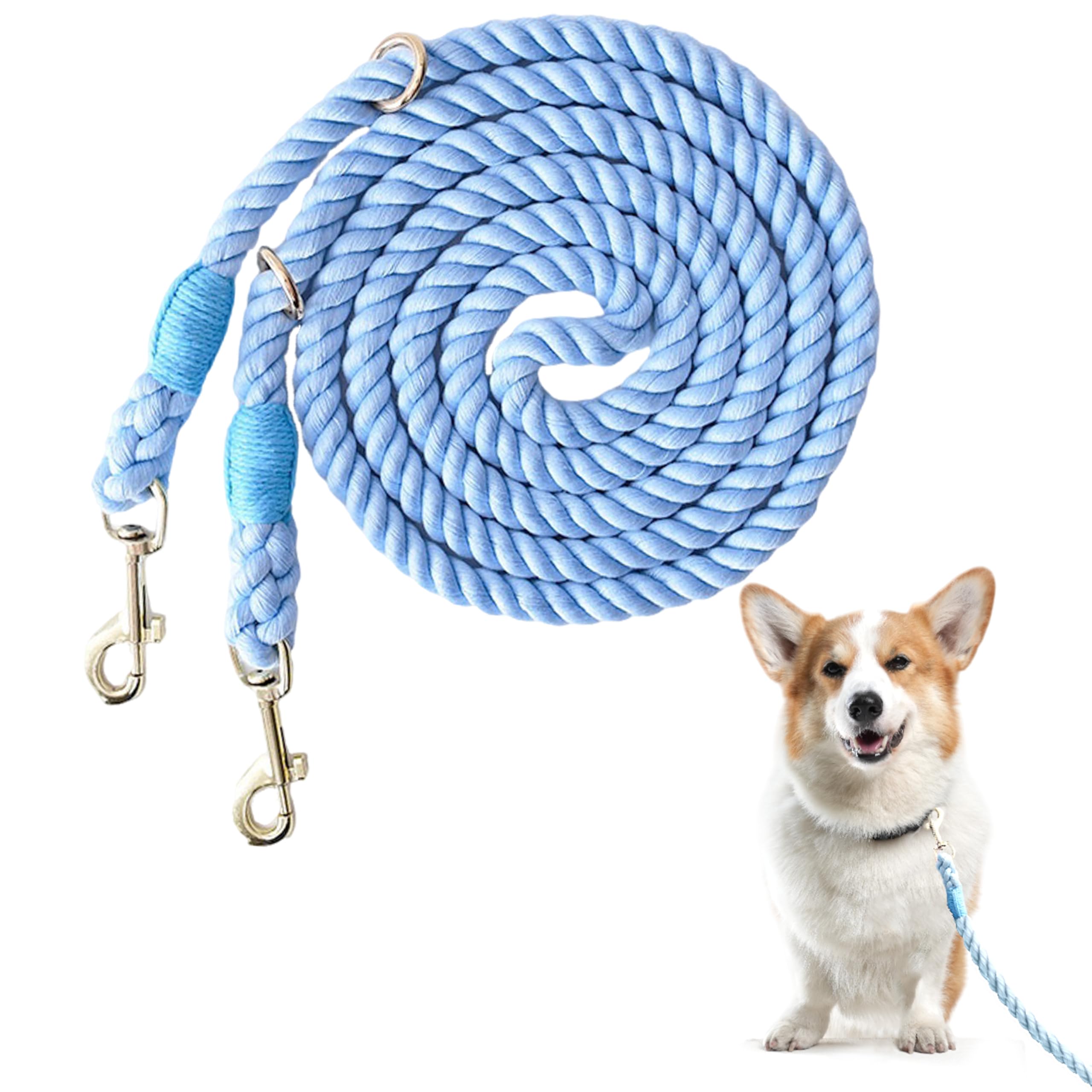 Daizzy Gear Hands Free Rope Leash – Durable, Adjustable, and Comfortable for Everyday Walks, Runs, and Hikes with Your Dog (Blue) - 5 ft Long, Up to 44 Lbs Dogs