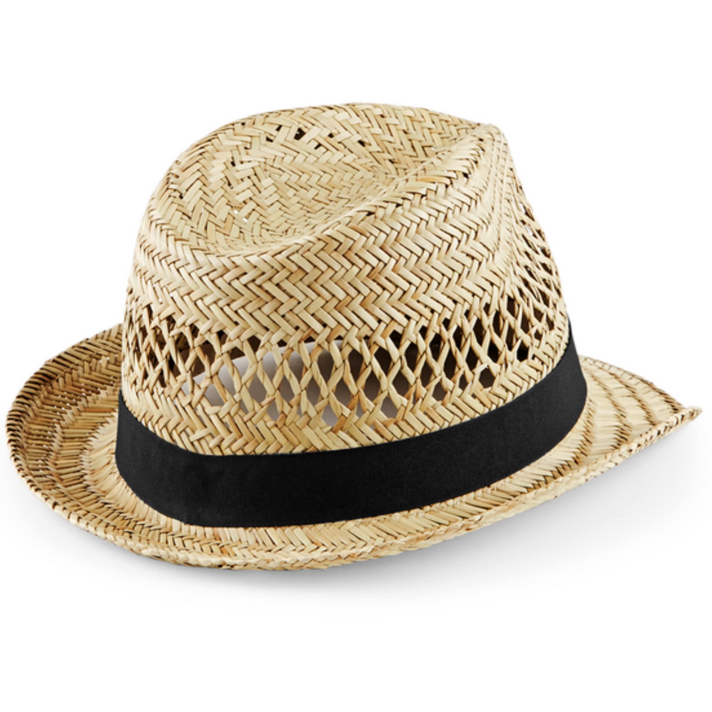 noTrash2003 Stylisher Herren Fedora Strohhut Sommerhut Trilby Damenhut Erntehelfer Hut Handgemacht Strandhut mit Hutband in Damengrösse (S/M) und Herrengrösse (L/XL)