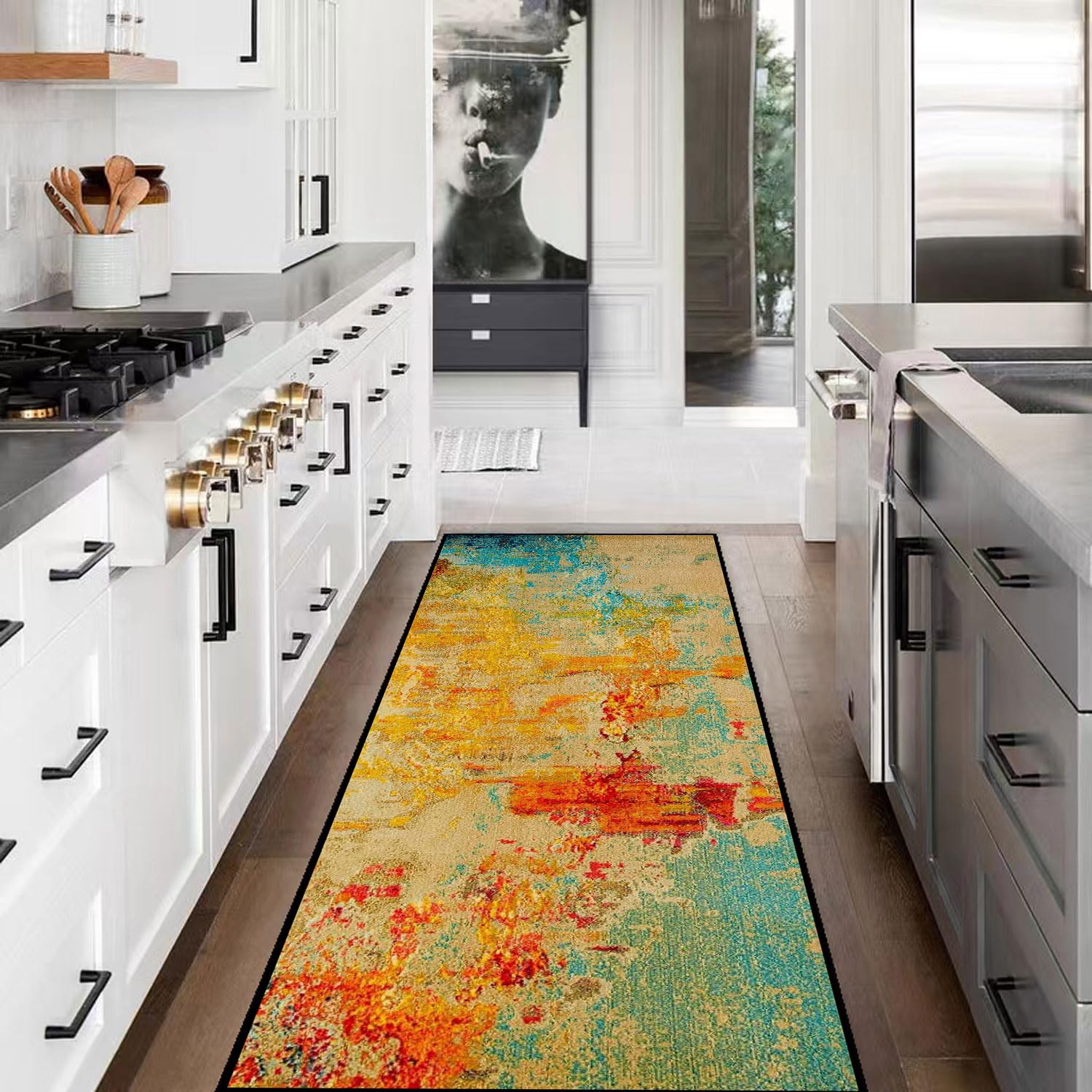 Tapis de Couloir coloré, Lavable, Tapis de Passage, Tapis de Couloir, Long et Largeur Personnalisable