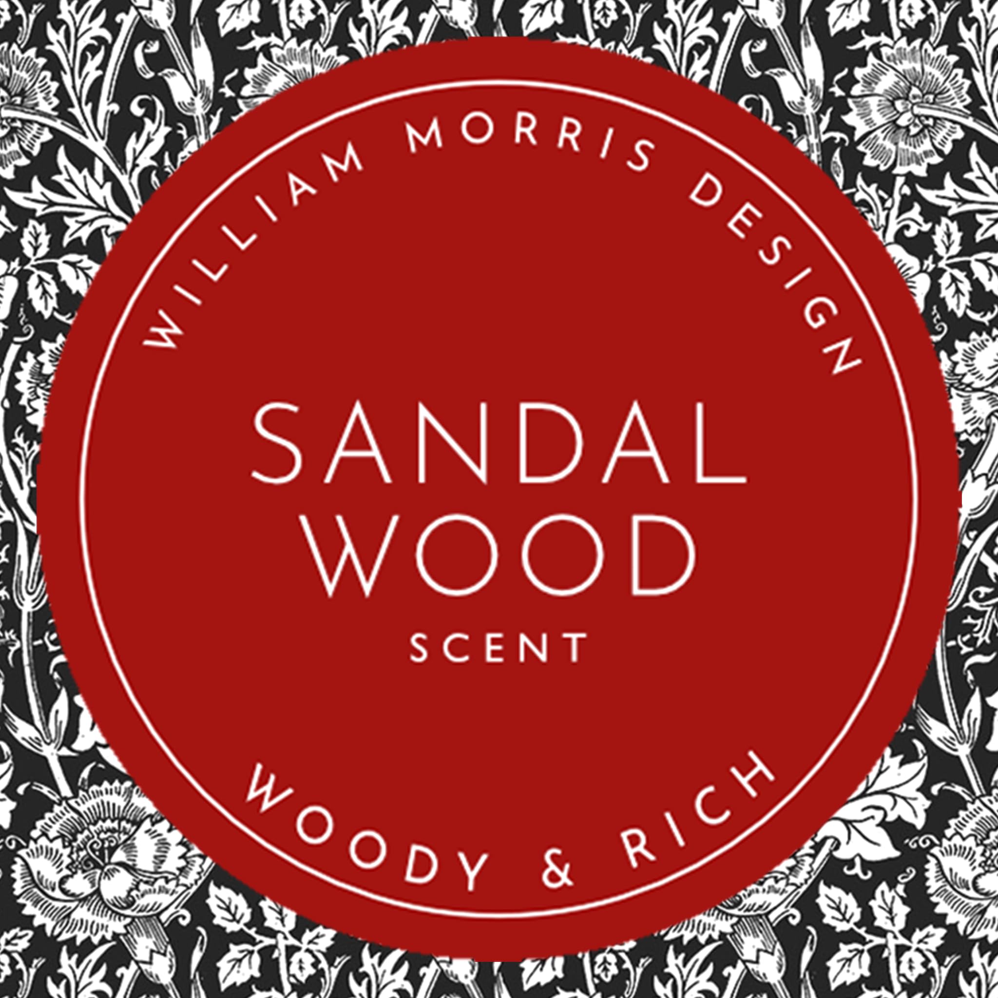 The Master Herbalist Sandalwood Scented Wardrobe Freshener Sachet in a William Morris Design in Black, Pack of 2 - Image 4
