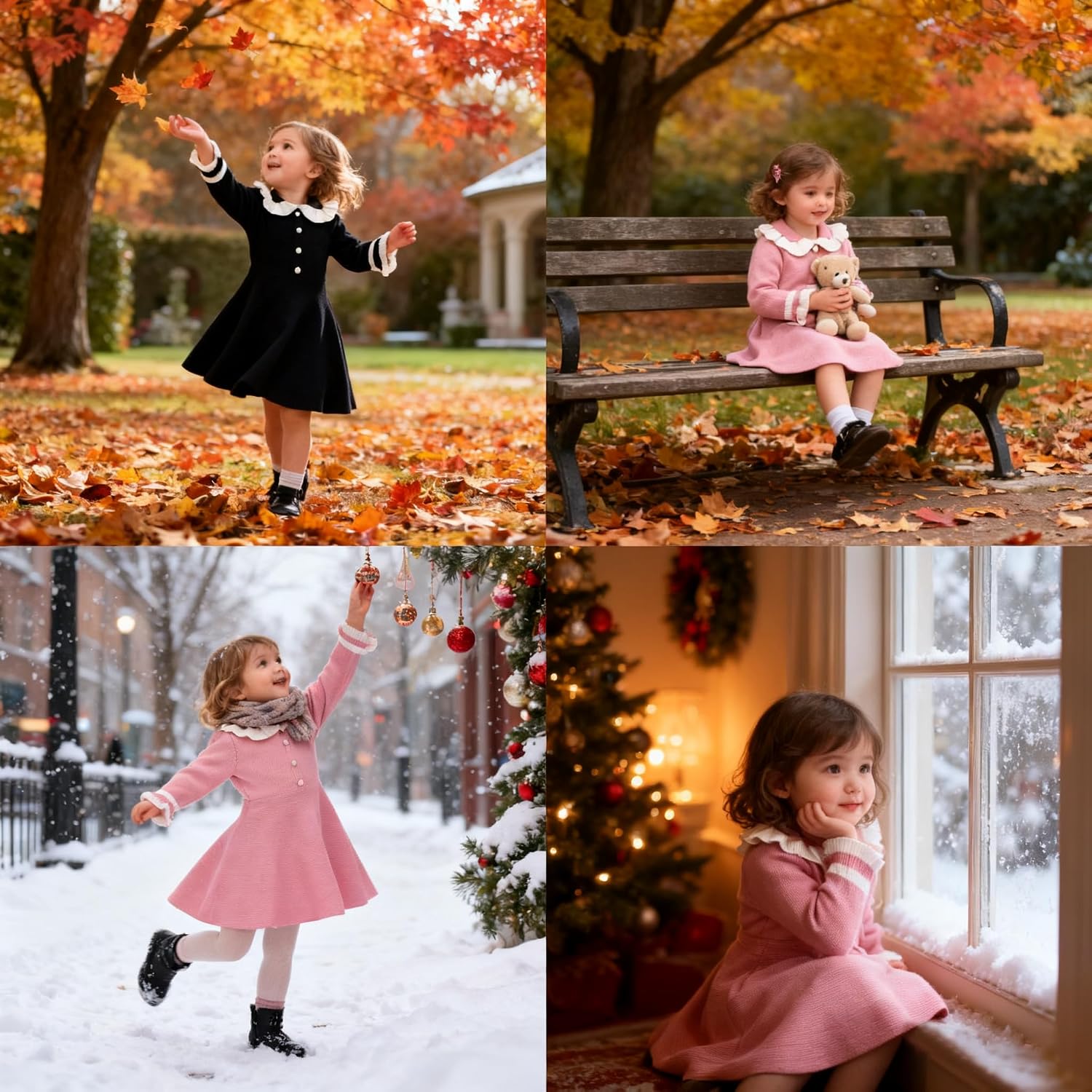 Peecabe Ruffles Toddler Girls Sweater Dress Soft Warm Long Sleeve V-Neck 2-6T Knitted Dress for Fall Winter