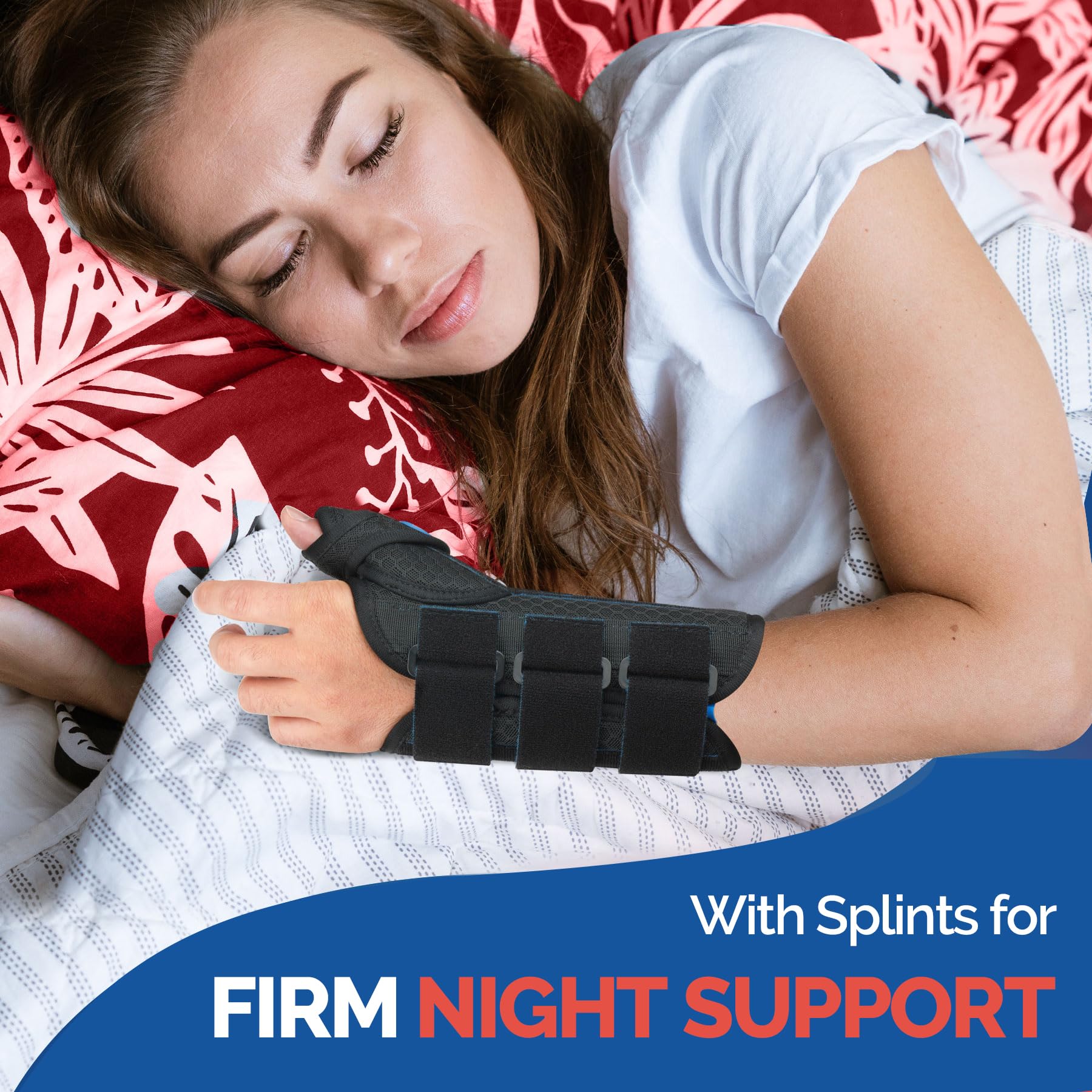 FEATOL Férula para pulgar y muñequera para túnel carpiano, alivio del dolor para tendinitis, artritis, dedo gatillo y de Quervains, muñequera con férula de espica para el pulgar para apoyo nocturno,