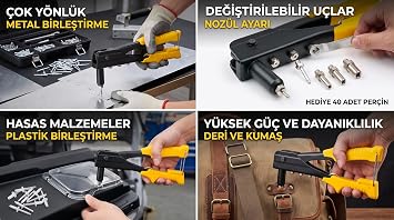 Profesyonel Per in Tabancas  Seti - 40 Par a Al minyum Per in Hediyeli, 4 Farkl  U lu El Per in Pensesi & Anahtar  Metal, Deri, Plastik Birle tirme Seti