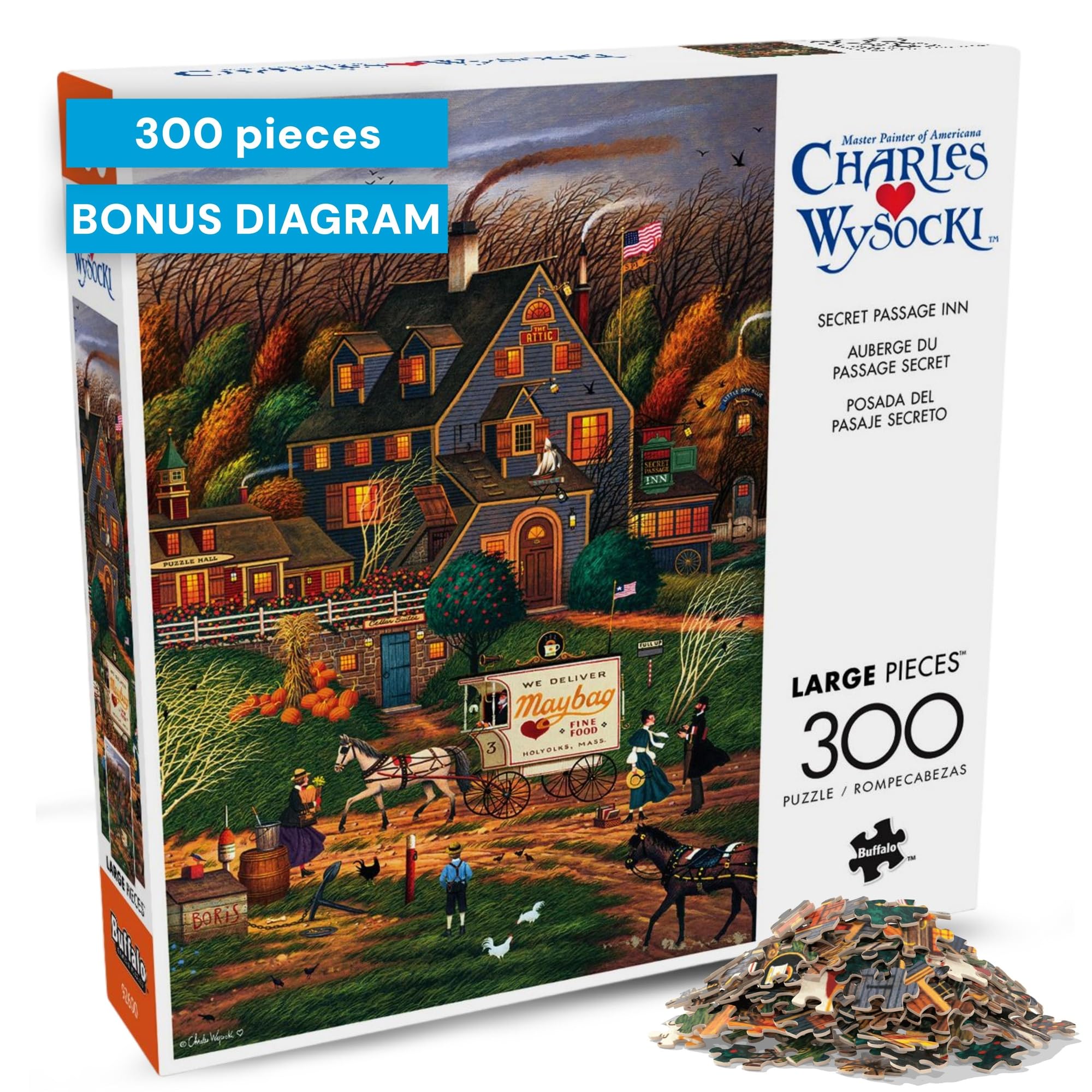 Amazon.com: Buffalo Games – Charles Wysocki Secret Passage Inn 300