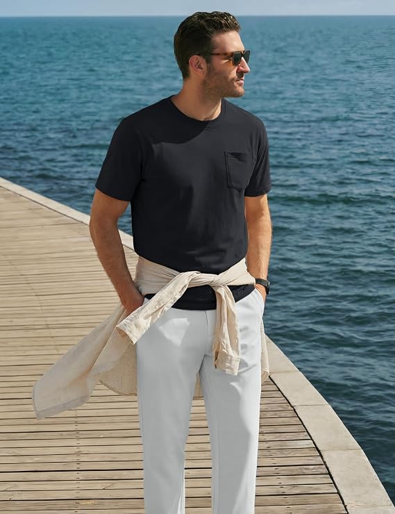 TACVASEN Men's Pocket T-Shirts Cotton Short Sleeve Tshirts Soft Crew Neck Lightweight Casual Basic Plain Summer Tees