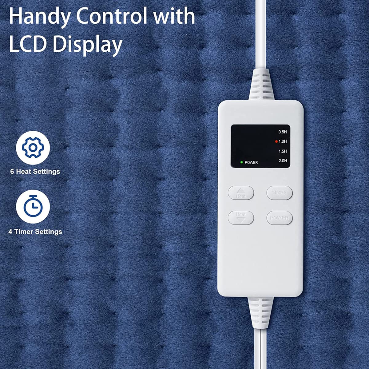 Almohadilla Térmica Eléctrica con Apagado Automático, 6 Niveles de Temperatura Esterilla Calor Electrica, 2h Apagado Automático Lavable Manta Eléctrica para La Espalda Cuello(Size:220-240V,Color:gris)