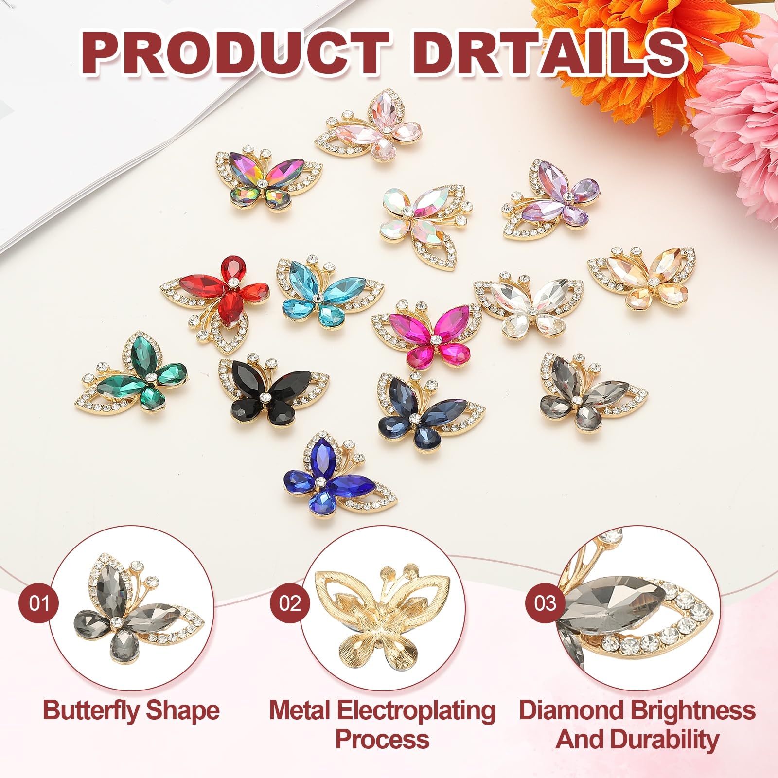 PATIKIL 5 Pcs Butterfly Rhinestone - Image 3