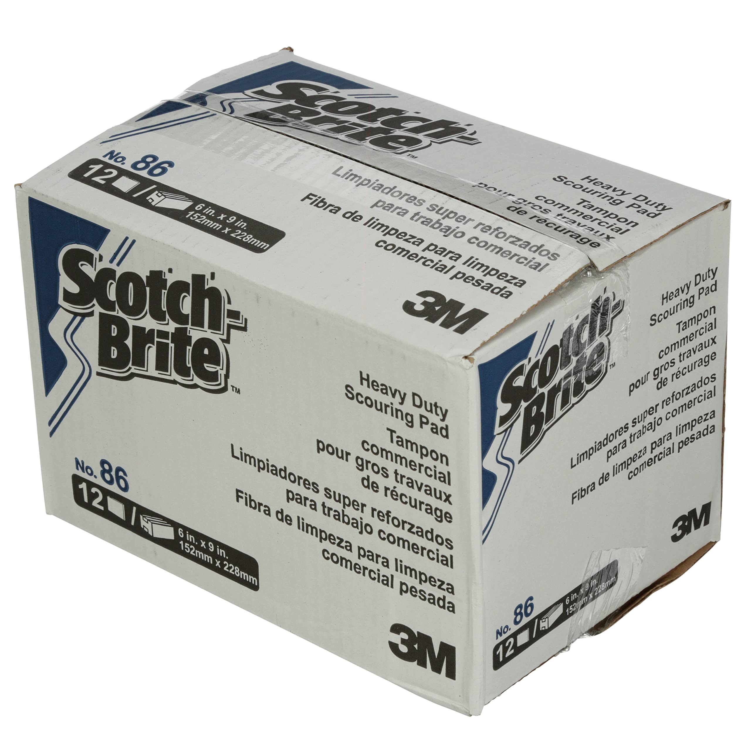 Scotch-Brite 86 Heavy Duty Comercial estropajo, 9 "x 6" x 1/4 "de grosor, verde (3 cajas de 12)