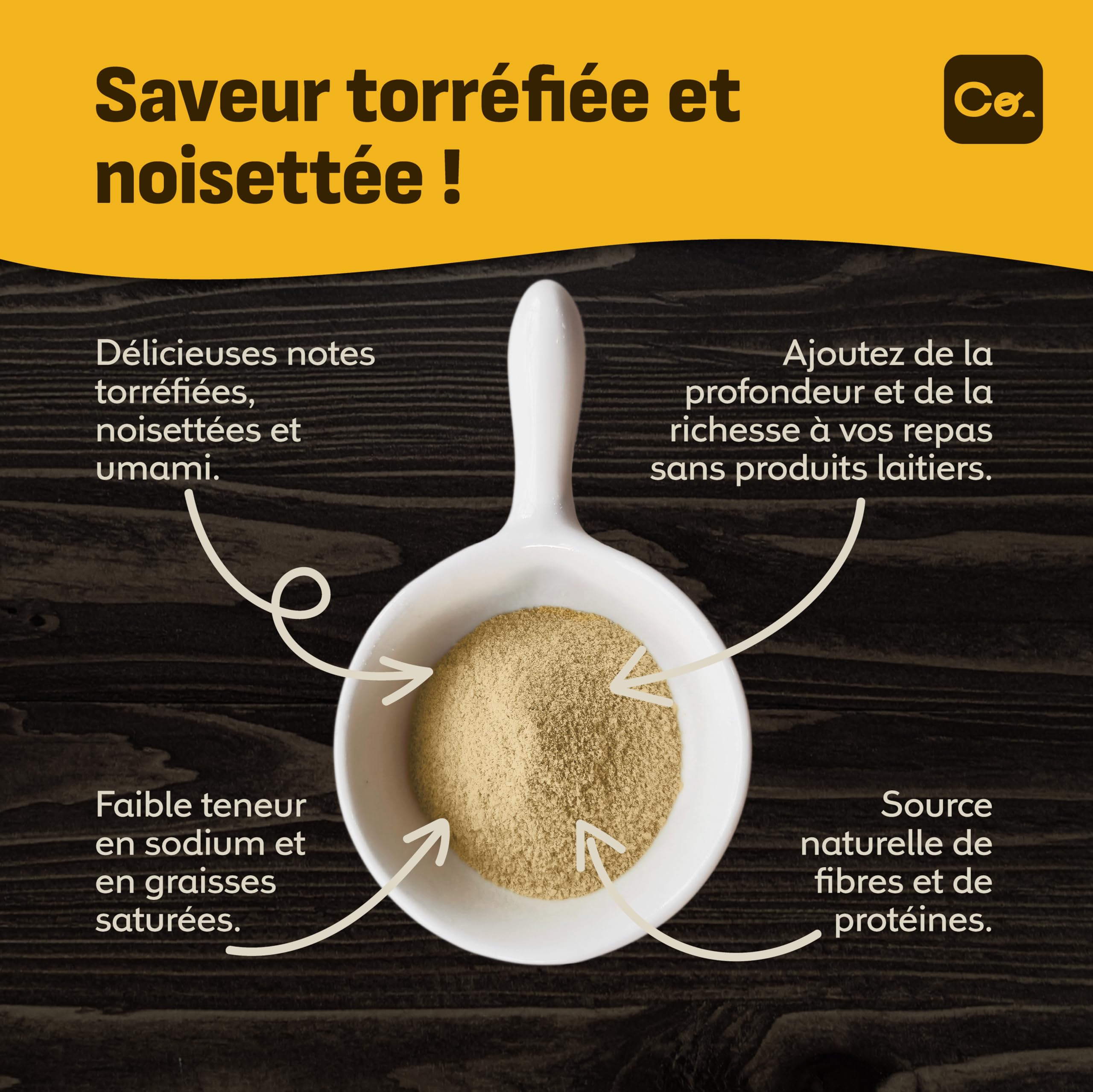 Coolinario Levure Nutritionnelle Non Enrichie (56 g) Assaisonnement Végan au Goût Noisette | Riche en Protéines, Fibres & Minéraux | Pour Snacks, Sauces & Vinaigrettes | Sans Gluten