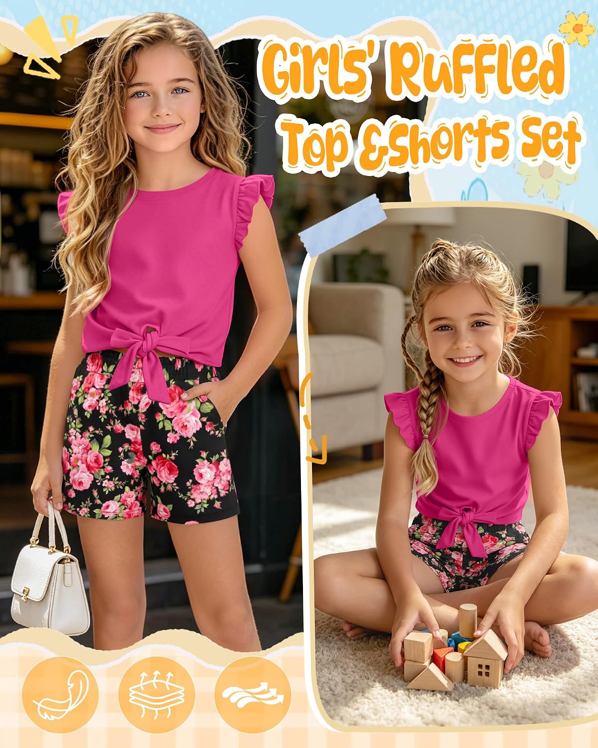 Xaatren Girls 2 Piece Summer Ruffle Outfits