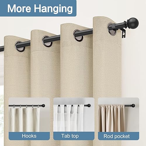 Miniatura 2 de Barras de cortina negras para ventanas de 28 a 48 pulgadas, barra de cortina de acero inoxidable ajustable de 58 de pulgada de diámetro de alta