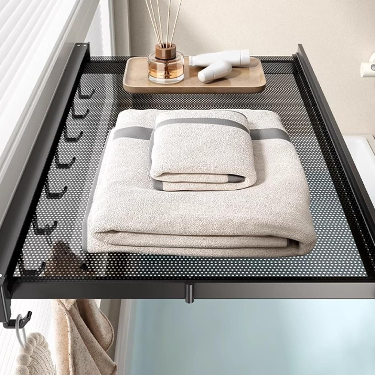 Easy Installation Hat and Clothes Rack Rustproof Aluminum Alloy Wall Mounted Laundry Organizers for Small Bathrooms Pliable Shower Shelf Collapsing Clothes Hanger