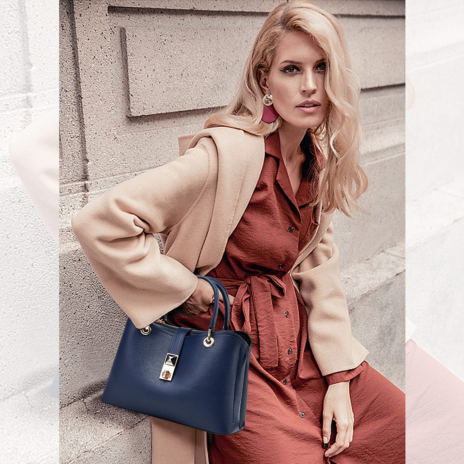 NICOLE & DORIS Borsa a Tracolla Piccola per Donna Elegante Borse a Spalla Moda Multiuso Borsa Mano in PU Pelle Borsa Crossbody Clutch Borsetta Semplice Borsa con Manico Superior Blu Navy