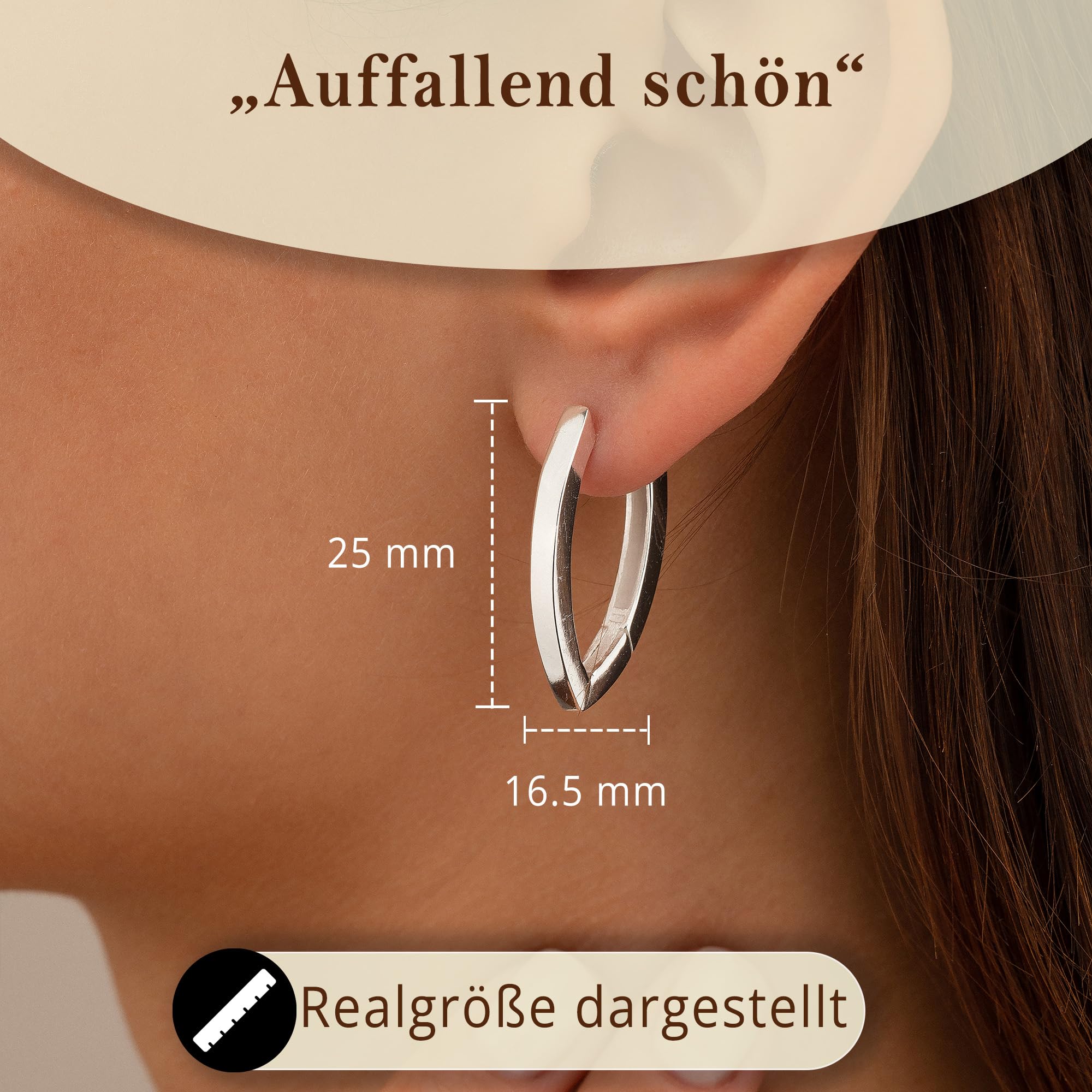 CASSINI Klappcreolen Ohrringe Silber 925 – Creolen Silber 925 V-förmige aus Sterling Silber, Ohrringe Allergiefrei, Polierte Matt Spitz Zulaufend Creolen, Nickelfreier Schmuck für Damen – 3CTJ