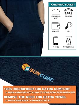 Amazon.co.jp: SUN CUBE サーフポンチョ 着替えローブ フード