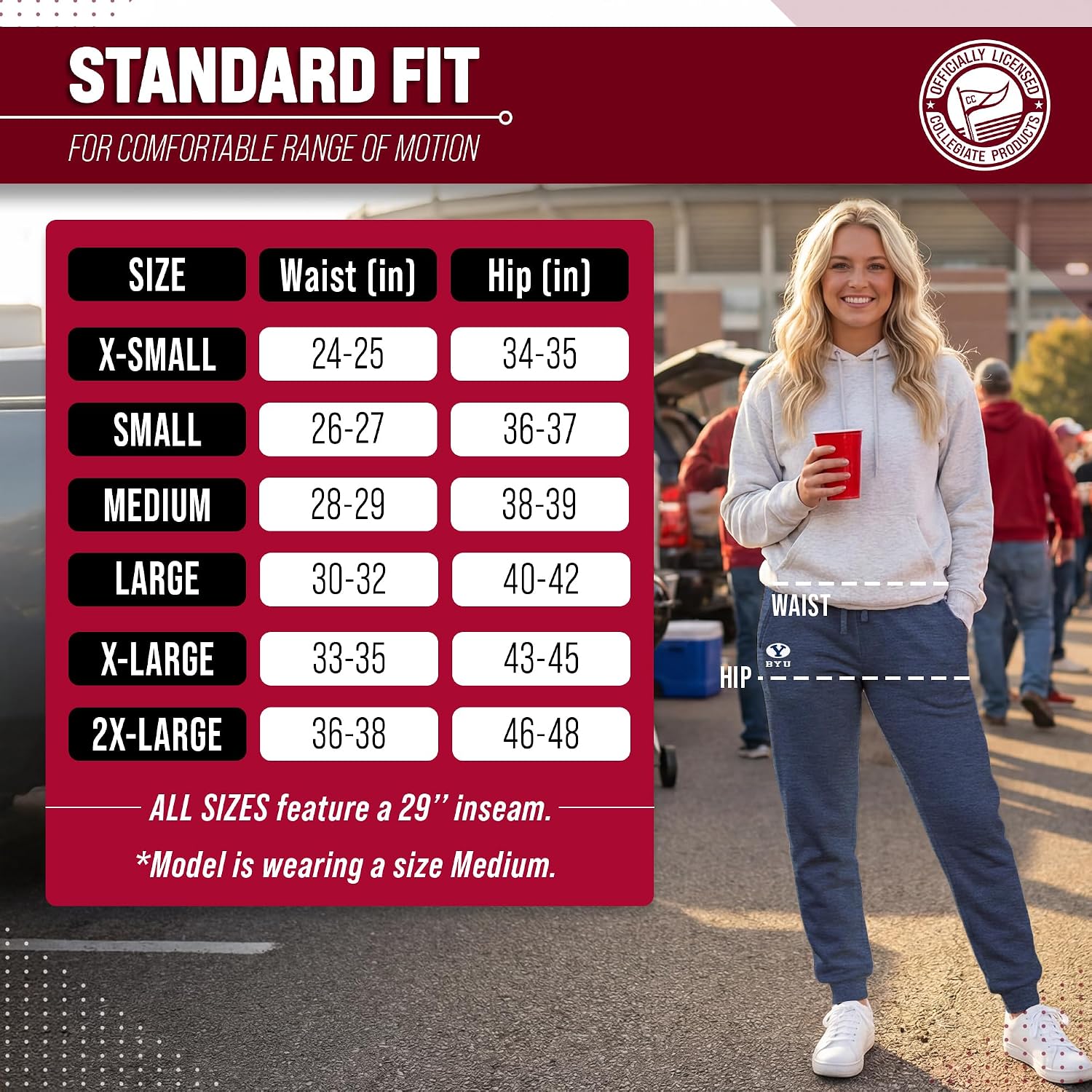 NCAA Women's Grace Fleece Jogger Sweatpants with Pockets | Officially licensed women's jogger sweatpants - brushed fleece, drawstring waist, ribbed cuffs, side pockets