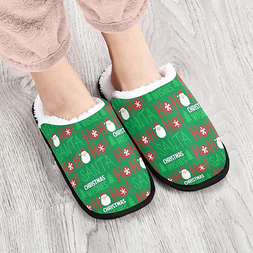 Miniatura 4 de Christmas Tree Hohoho Slippers for Women Men Breathable Slippers Indoor Home Slipper Fluffy Spa Slippers for Wedding Party Bedroom Travel Guest,M