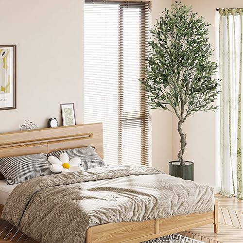Miniatura 8 de VIAGDO Árbol de olivo artificial para interiores de 6.23 pies de alto, con maceta, ramas de olivo sintético grande y frutas, árbol artificial para