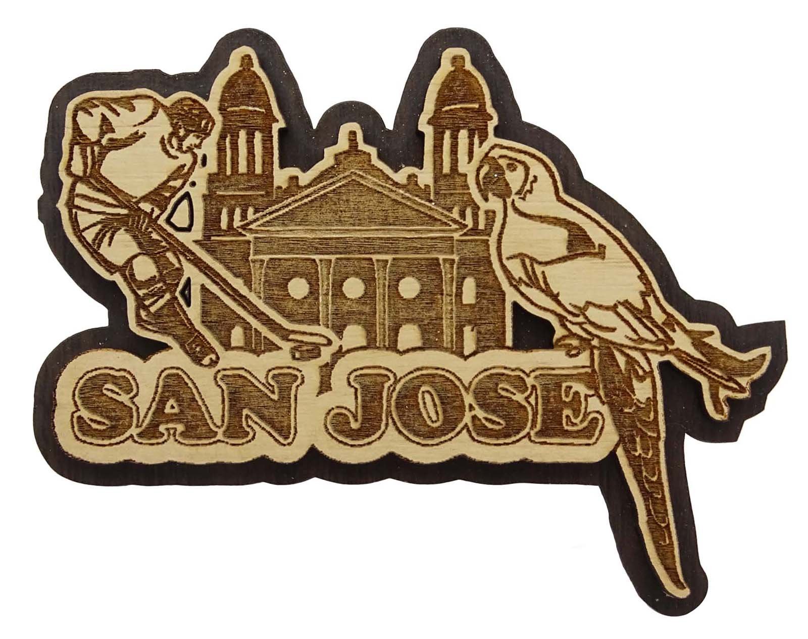 Printtoo Wood Engraved San Jose Fridge Magnet Souvenir Gift