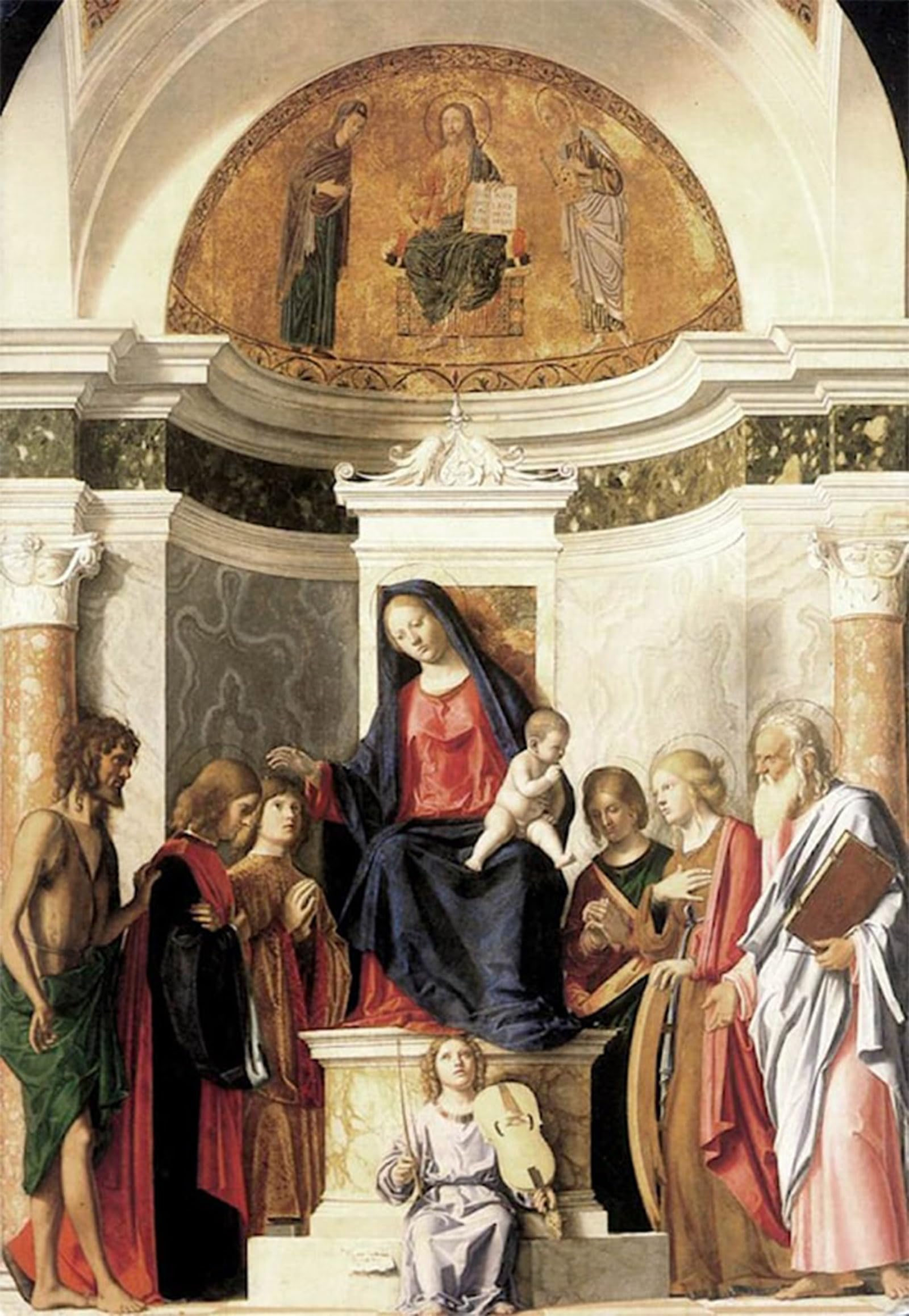 ARTXLXXBN Famous Prints Artwork Pictures Poster Painting Art Lady Enthroned with the Child by Cima Da Conegliano Artwork Landscape Pictures for Home Decor 60x90cm