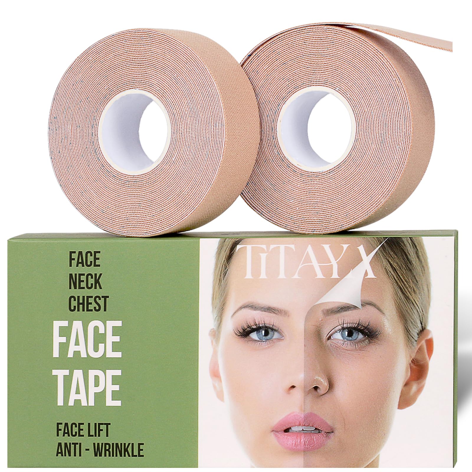 TitayaFace Tape for Wrinkles - 2 Rolls Facial Myofascial Lift Tape Anti Wrinkle Patches Skin Tape for Face Beauty Face Tape for Sleeping Overnight Suits for All Face