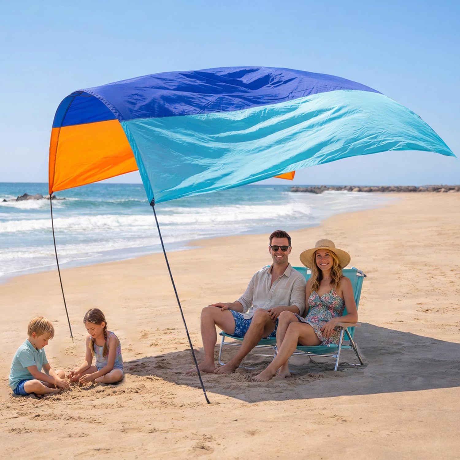 Wind Portable Beach Shade Canopy | Quick 3-Minute Setup | 150 Sq. Ft. Sun Shelter for Up to 8 People | Lightweight with UPF 50+ Protection | Ideal Sun Shelter & Beach Tent for Family Outings