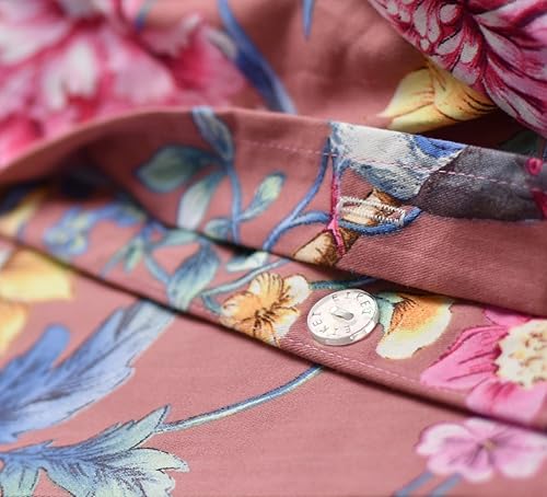 Miniatura 5 de Eikei Juego de funda de edredón de jardín botánico, 100% algodón cepillado lavado, estampado chino asiático, colorido diseño floral de ramas de