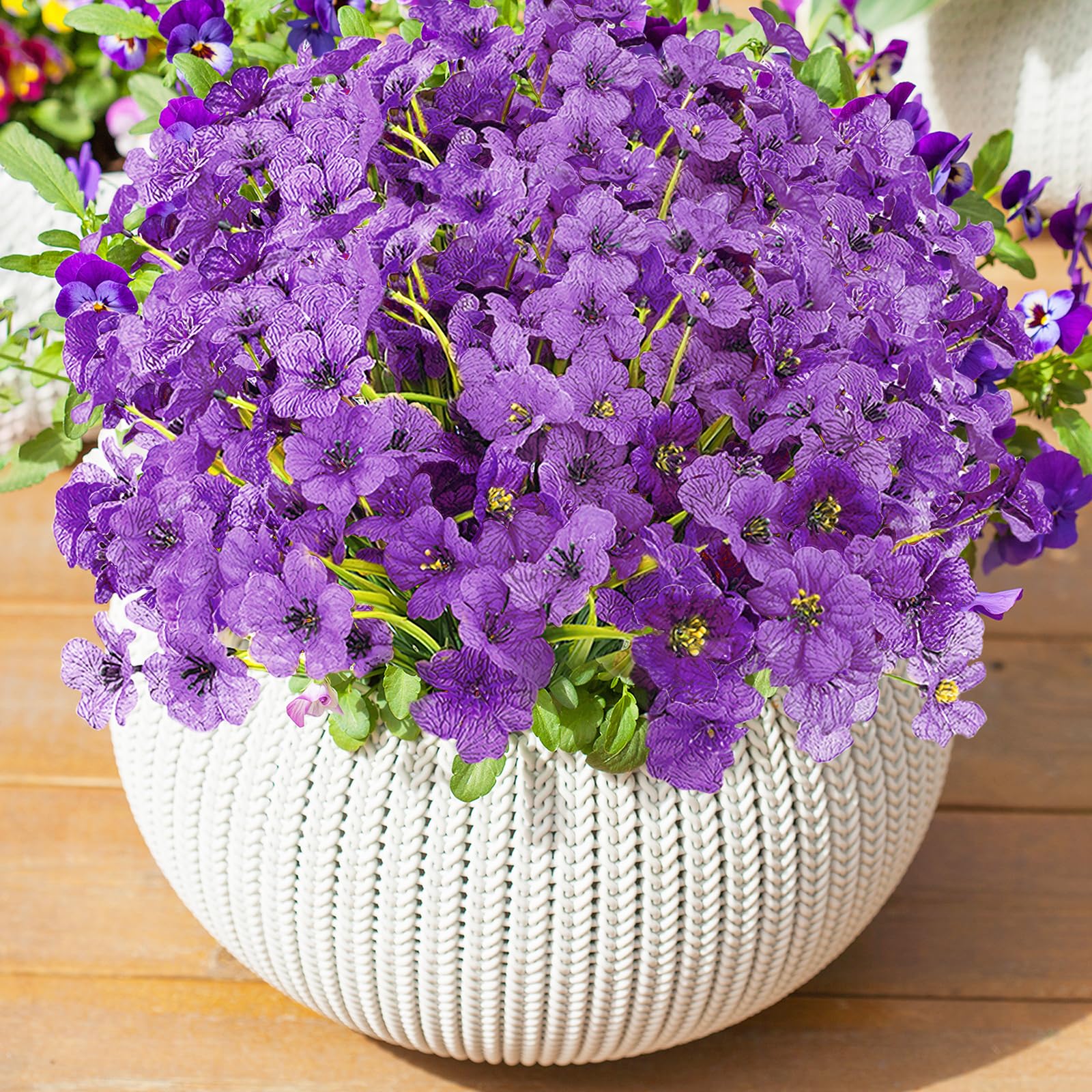 XIANNVXI 16 Bundles Purple Artificial Flowers for Outdoor UV Resistant Silk Decorative Small Fake Faux Artificial Purple Flower Plant for Outdoor Garden Porch Patio Window Box Balcony Hanging Basket