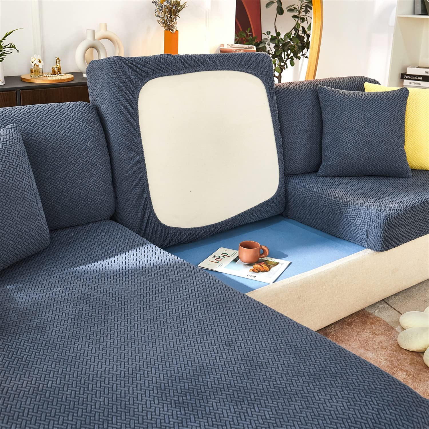 Amazon｜ソファー座面カバー，カウチクッションカバー、ハイストレッチ