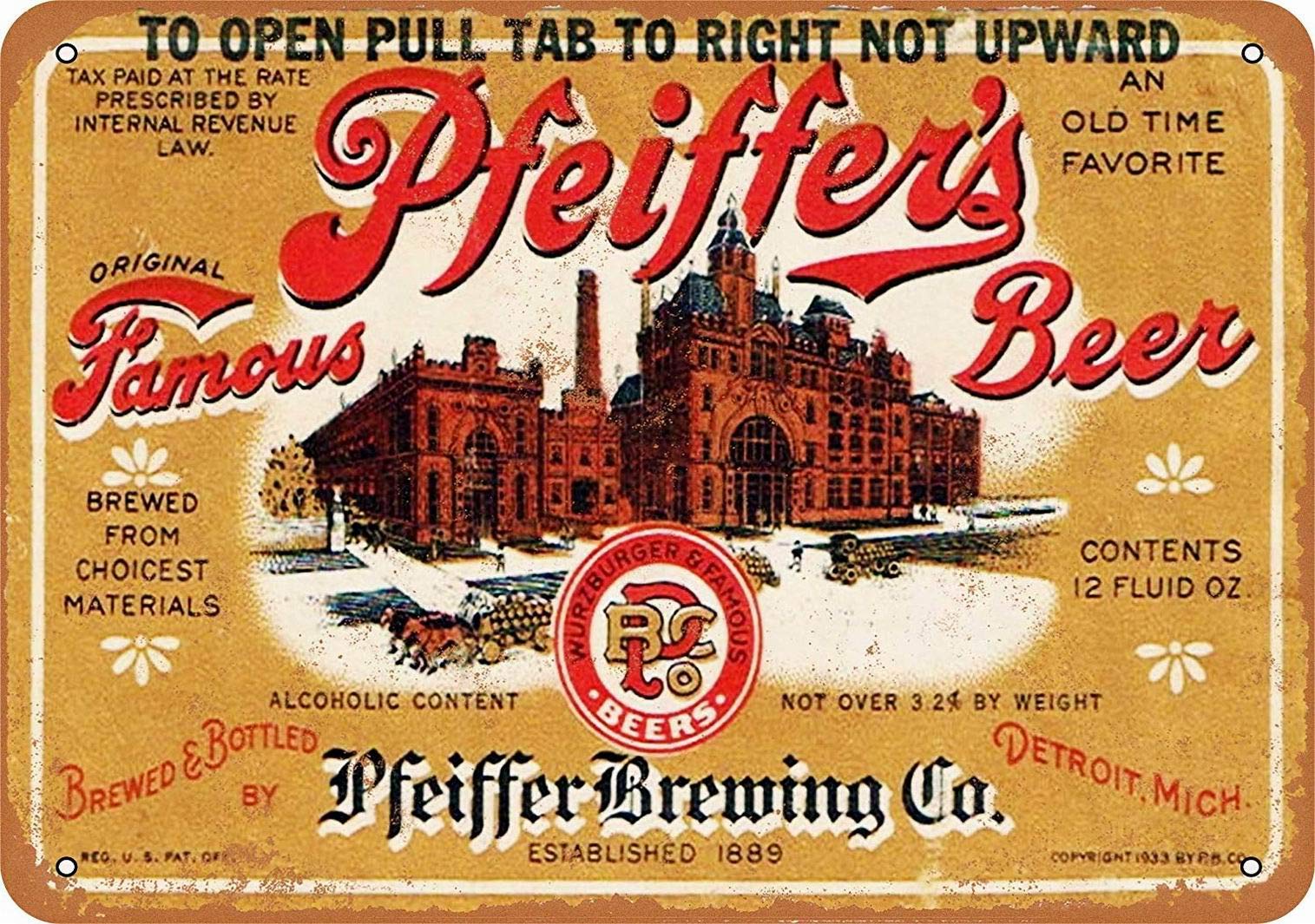 LoMall12 x 16 Metal Sign - Pfeiffer's Beer - Vintage Wall Decor Art