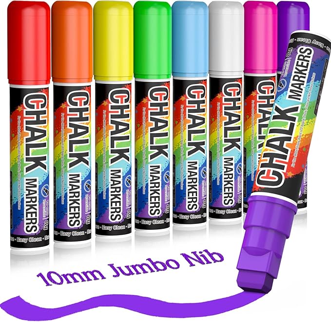 Window Chalk Markers for Cars Washable 8 Colors Jumbo