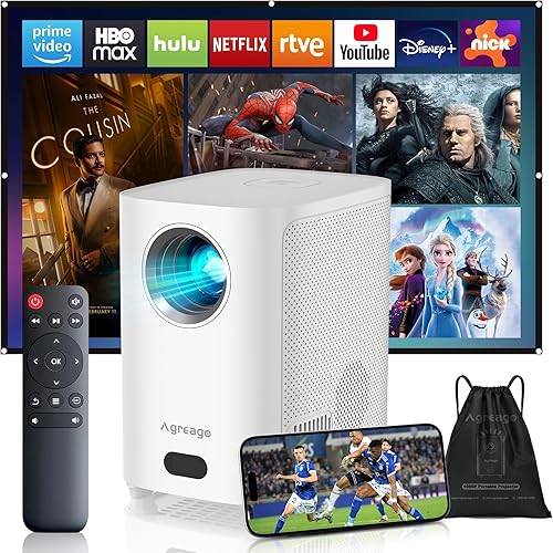 Miniatura 10 de Proyector [Enfoque Eléctrico] con WiFi y Bluetooth, 1080P nativo 15,000 lúmenes compatible con 4K, proyector de películas al aire libre Agreago para
