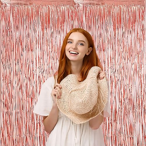 Miniatura 6 de Paquete de 2 cortinas metálicas de aluminio con 6 espirales colgantes de 3.2 x 8.2 pies, cortinas de flecos de aluminio con purpurina para cabina de