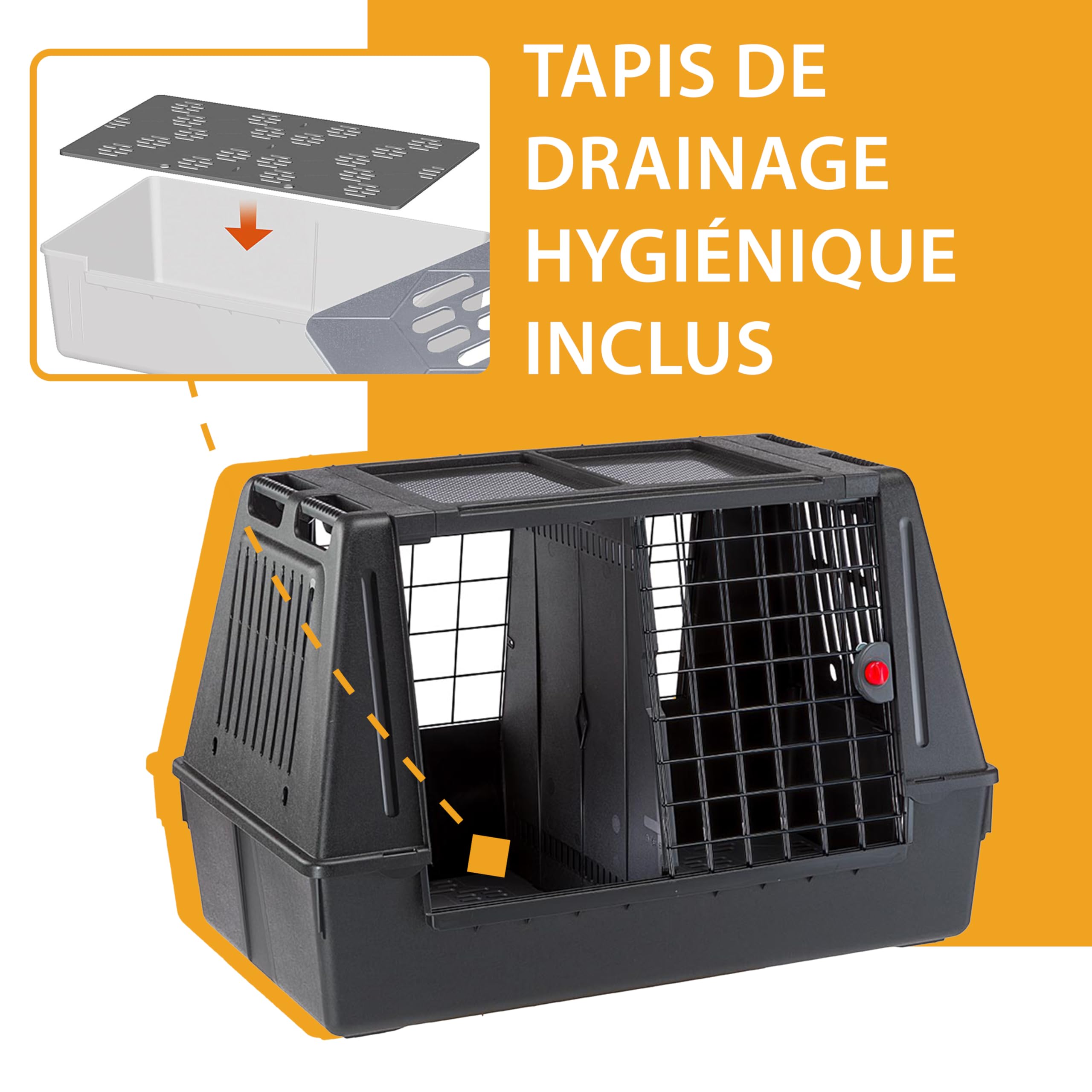 Panier de transport pour Chiens ATLAS CAR 100 SCENIC avec Crochets de Sécurité Excellente Ventilation