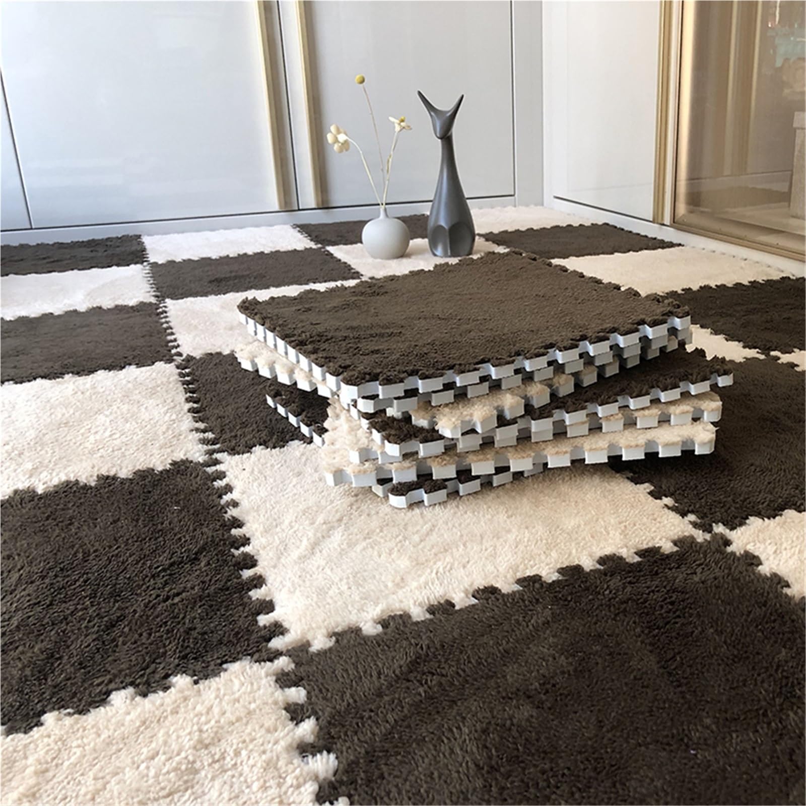 Alfombrilla Puzle Gomaespuma Alfombra Suave de la Felpa Estera Espuma EVA Que entrelaza Alfombra y 30 * 30 CM del Piso Tejas Ejercicio(Color 1,1cm-20pcs)