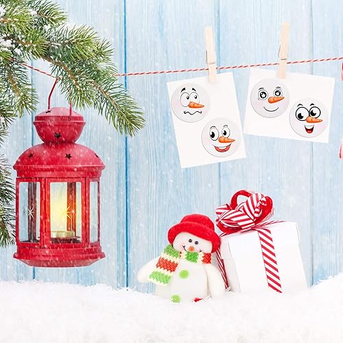 Miniatura 6 de 800 calcomanías de muñeco de nieve de Navidad, rollo de muñeco de nieve de invierno, lindas calcomanías circulares redondas para decoración de