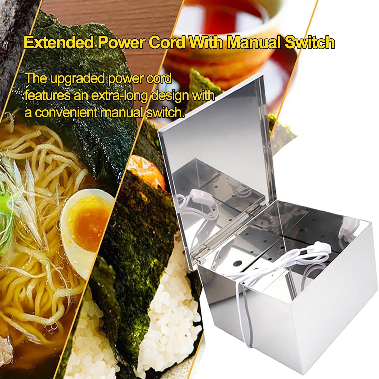 MObyat Caja Secadora De Algas Nori, De Acero Inoxidable 304 con Interruptor Manual, Temperatura Ajustable para Cocina, Cable De Alimentación Extendido, Ideal para Restaurantes De Sushi