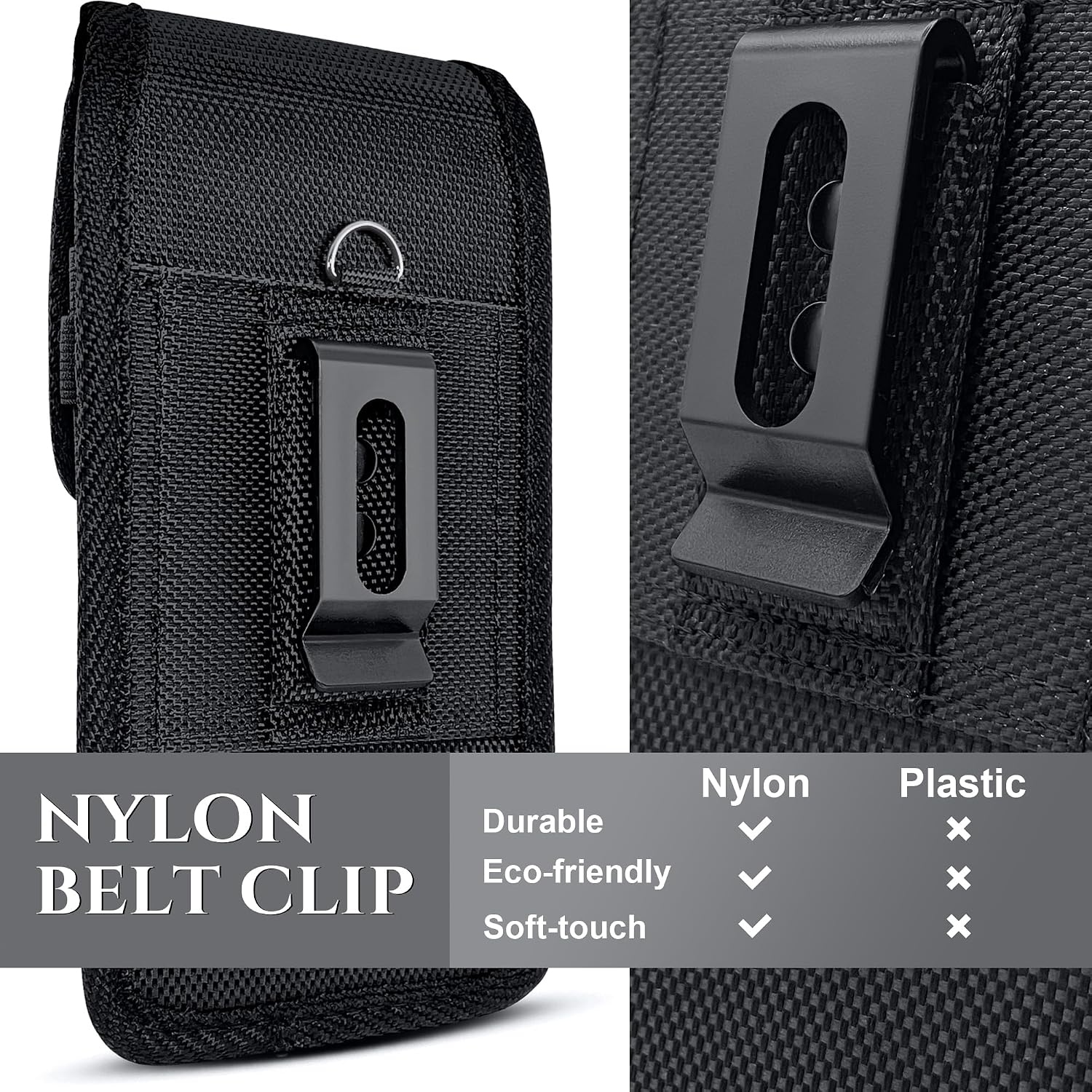 PiTau Holster for Samsung Galaxy S26 S25 S24 S23 S22 S21 S20 S10 S9 S8 A10e A01 Note 10 Cell Phone Belt Holder Case with Belt Clip Loop Nylon Carrying Pouch Cover (Fits Protective Case on) Black
