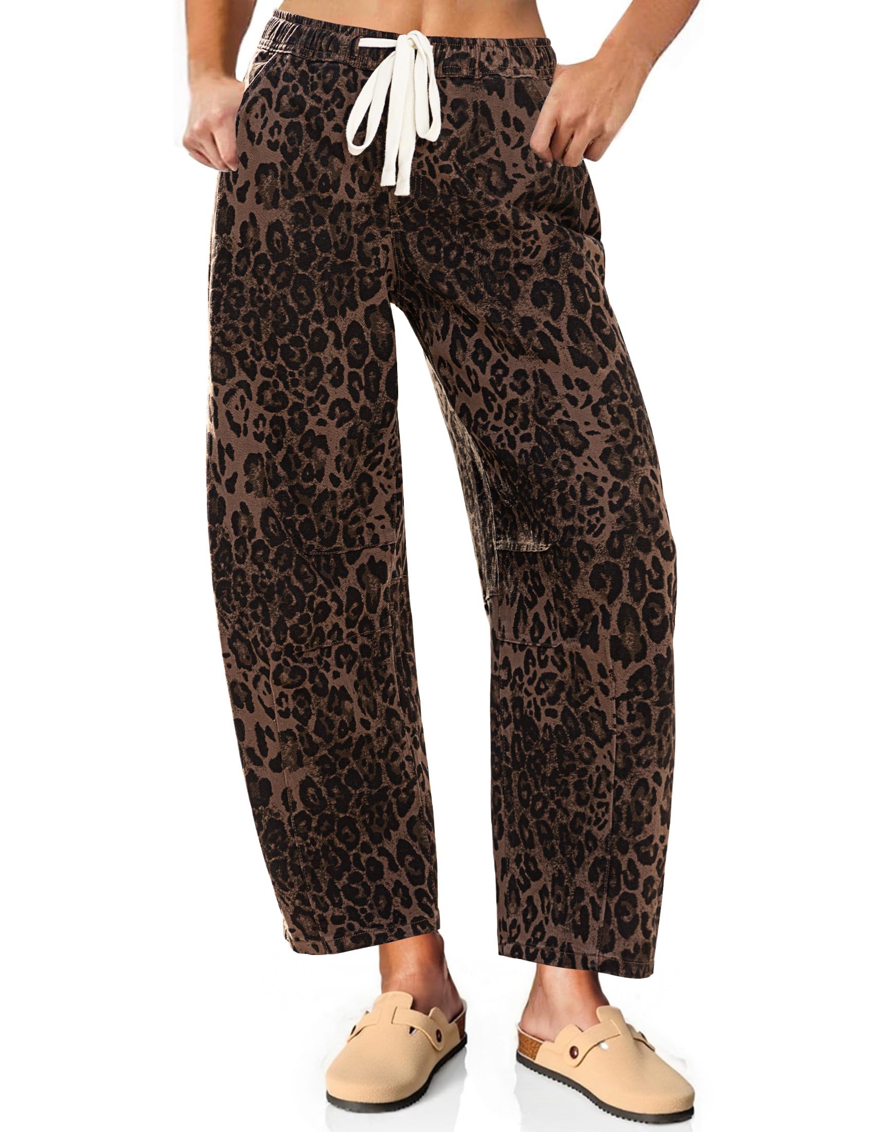 Vetinee Barrel Jeans Leopard Cheetah