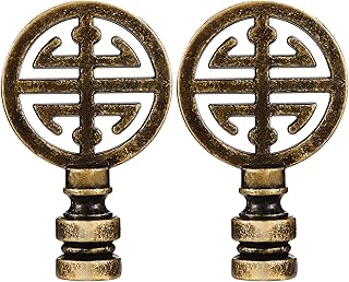 2 Pieces Brass Lamp Finial Oriental Lamp Shade Finial Asian Lamp Finial Happiness Symbol Lamp Shade Decorative Lamp Finial Asian Lamp Decoration (Antique Brass)
