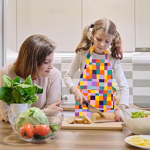 Vista 55 de BeeGreen Delantales de cocina para niños con correa ajustable, con bolsillo frontal para niños pequeños, pintores, artistas horneados negro