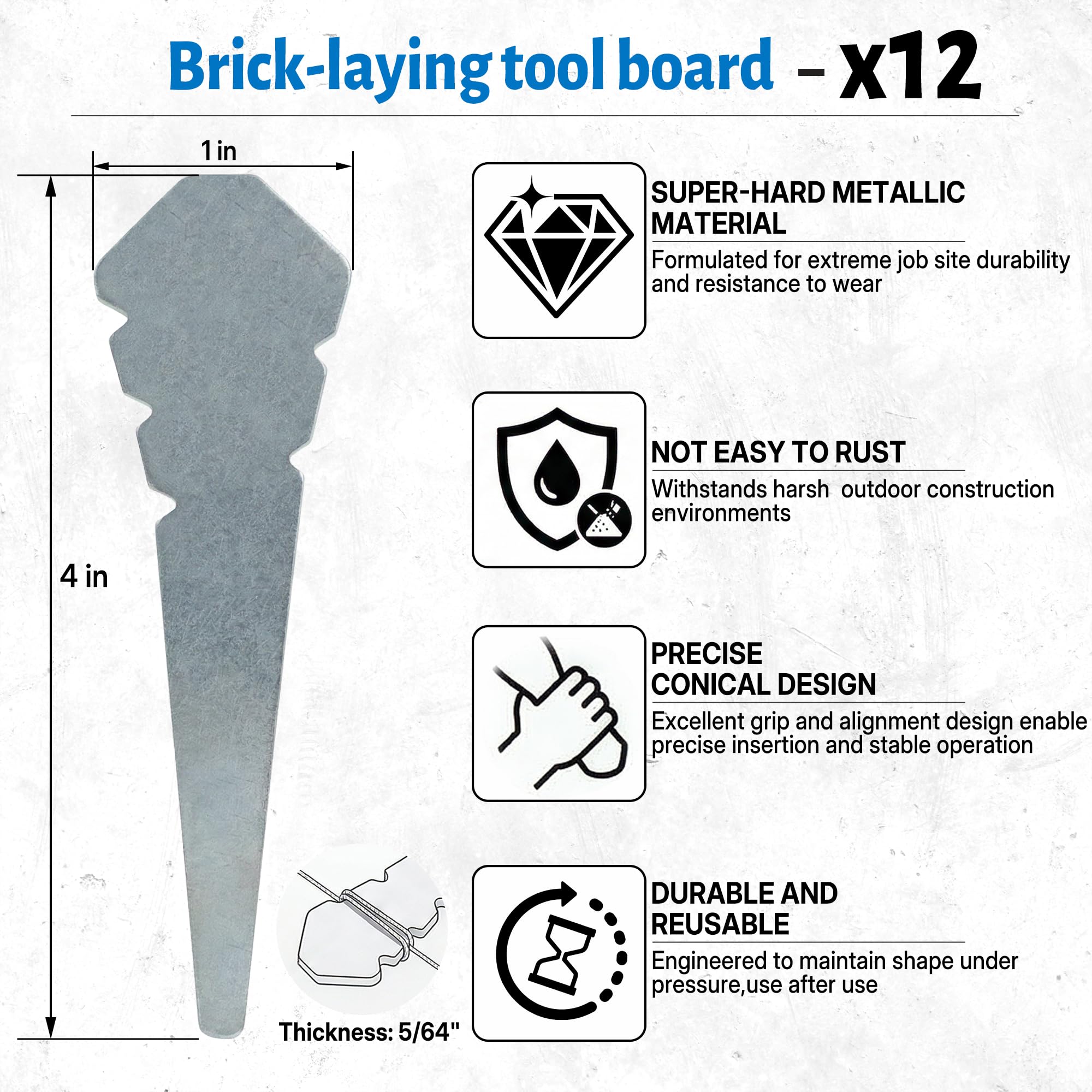 Bricklayer Line Pins - 12 Pack Masonry Tools -2