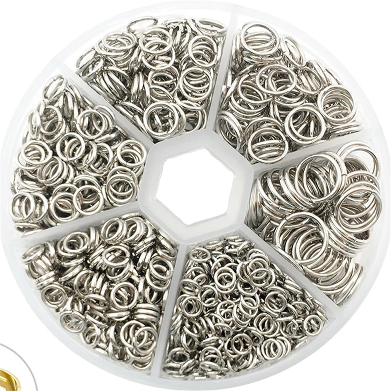 Biegeringe für Schmuckherstellung, 6 Boxen, offene Binderinge, Splitverbinder, Eisenring für DIY-Schmuckherstellung (4 mm, 6 mm, 8 mm, 10 mm) (Mix)